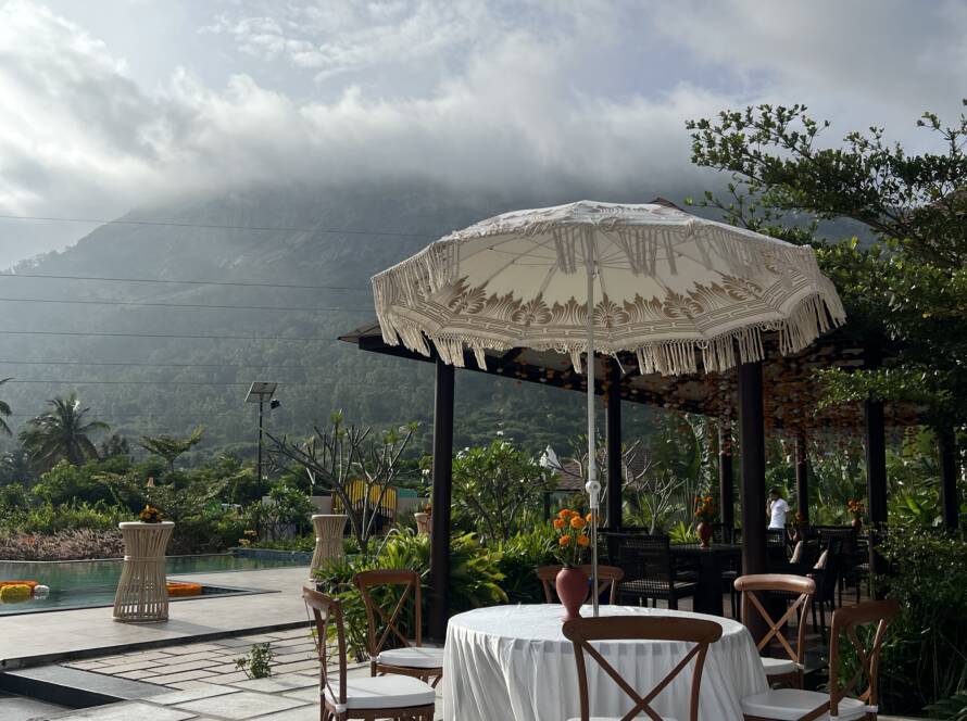 Luxury resort wedding venue Nandi Hills poolside dining